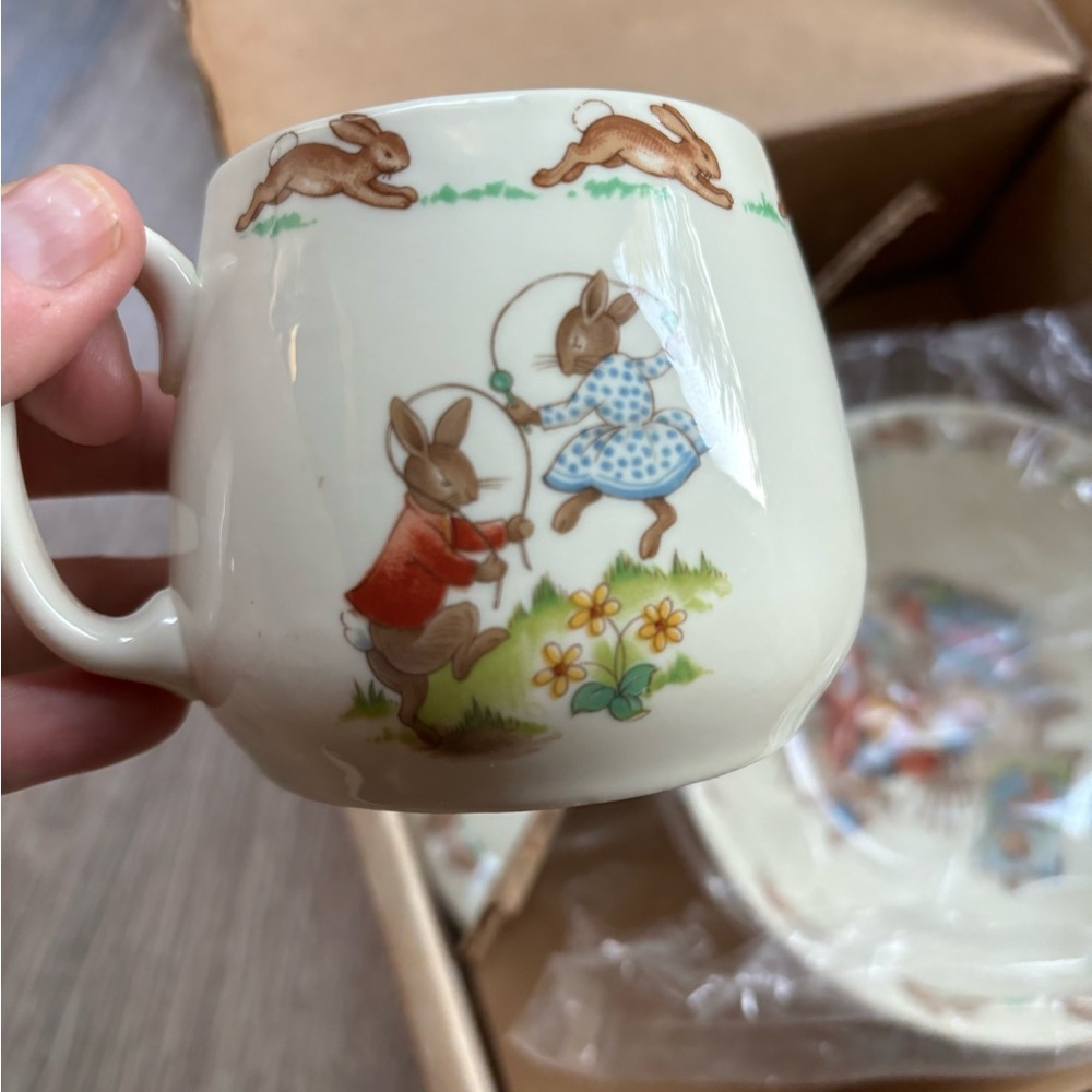 Easter Royal Doulton Bunnykins 3 piece Child's Dish Set Bone England Heirloom - Picture 8 of 15